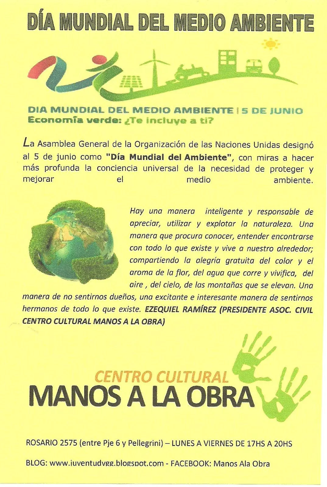 CENTRO CULTURAL MANOS A LA OBRA: TOMEMOS CONCIENCIA