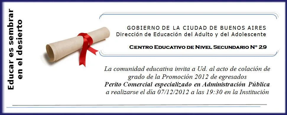 Centro Educativo de Nivel Secundario Nº 29: 2012 Egresados