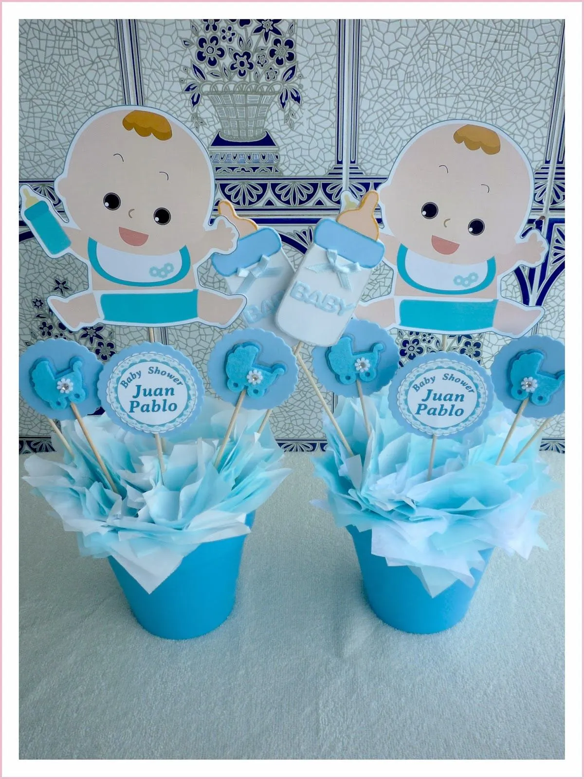 Centro de mesa para Baby Shower con dibujo de bebe | baby shower ...