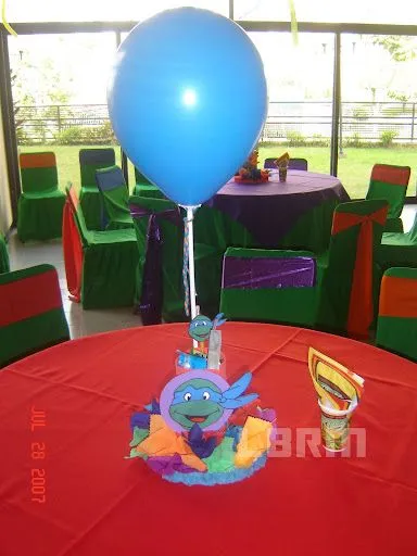 Centro de mesa tortugas ninja, fiesta infantil foamy