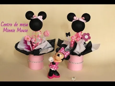 Como hacer centros de mesa de Minnie Mouse - YouTube