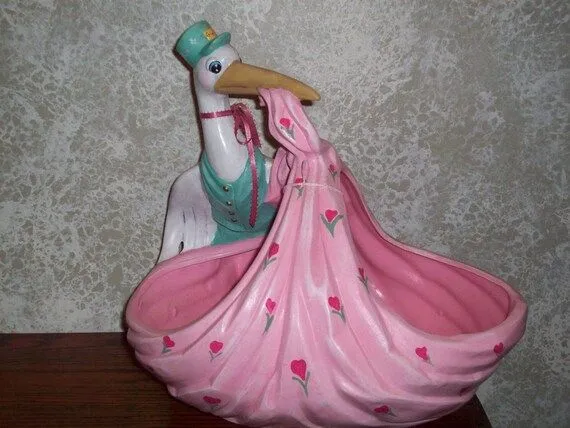 Cerámica cigüeña bebé cesta grande para Baby Shower por Ragdoll722