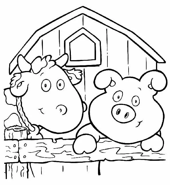 Cerdito y vaquita para colorear. Teby y Tib - Portal Infantil