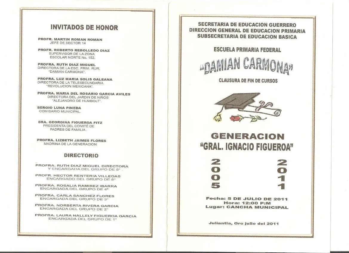 Ceremonia de Clusura de Cursos 2005-2011 | Juliantla