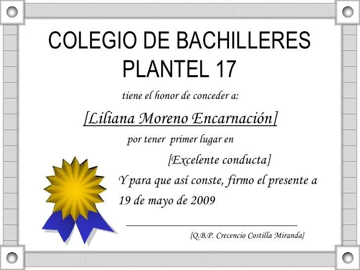 Certificado Y Diploma