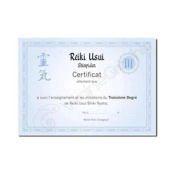 Certificado de enseñanza de Reiki de tercer grado PDF para - Etsy México