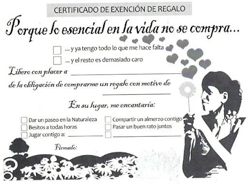 Certificado de exención de regalo | La Cigüeña del Guijo ...