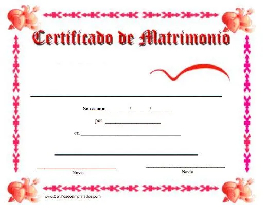 Certificado de Matrimonio para imprimir los certificados, gratis ...