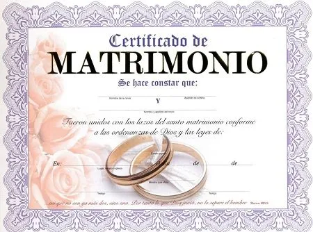 CERTIFICADO DE MATRIMONIO (Paq. de 15 unidades) - Senda de Vida