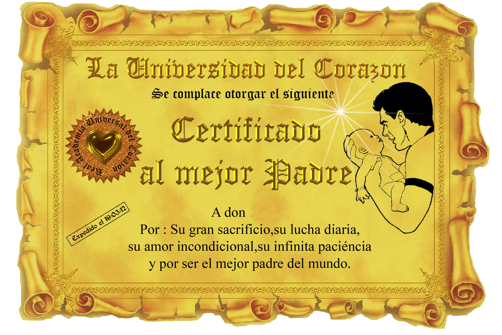 Certificado dia del padre - Imagui