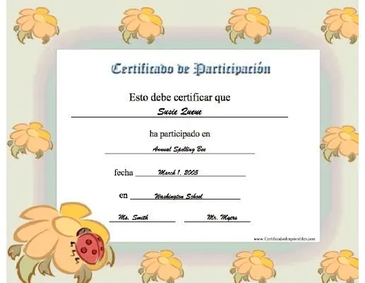 Certificado de Participación para imprimir los certificados ...