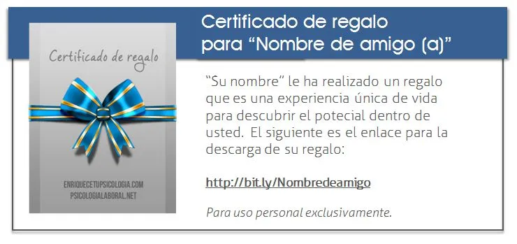 Certificado de regalo para un amigo | Psicología del potencial humano.