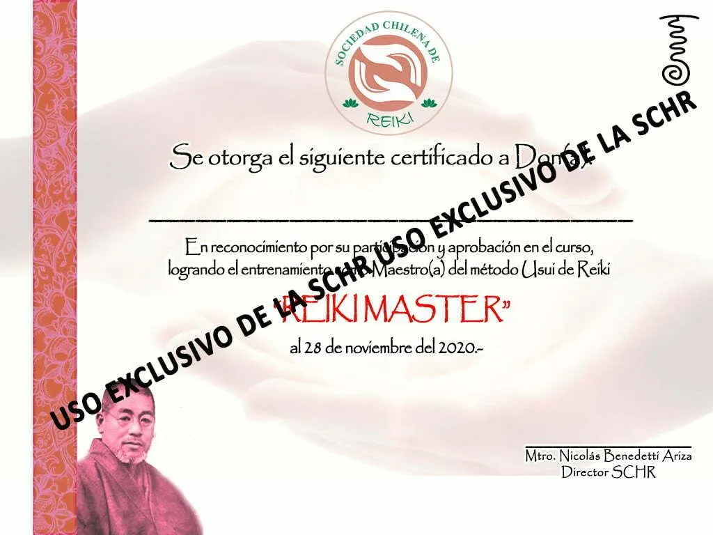 Certificado – Sociedad Chilena de Reiki