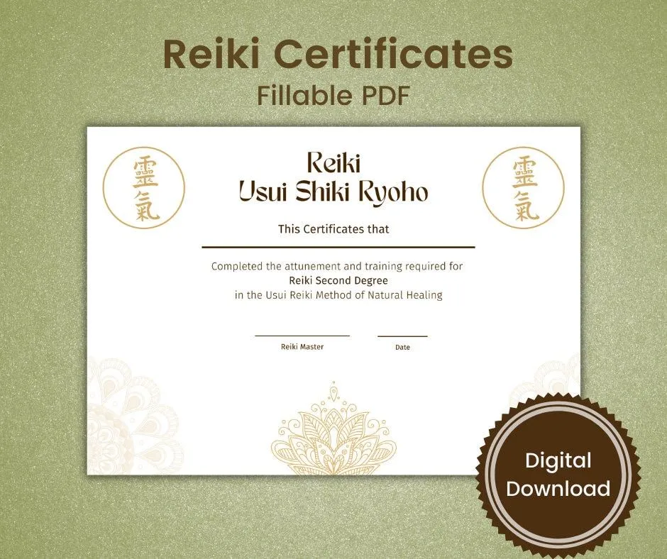 Certificados de Reiki Niveles I II III y Maestro PDF - Etsy México