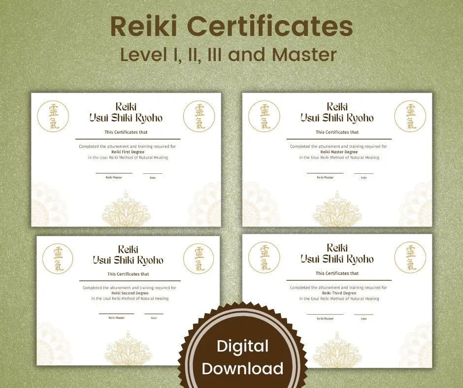 Certificados de Reiki Niveles I II III y Maestro PDF - Etsy México