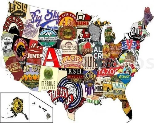 CERVEZA: MAPA USA. MARCAS AMERICANAS -2 - CuadrosGuapos.