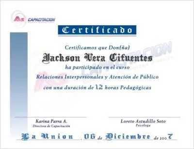 CETPRO "Infocenter" - Camaná: Diploma de ejemplo