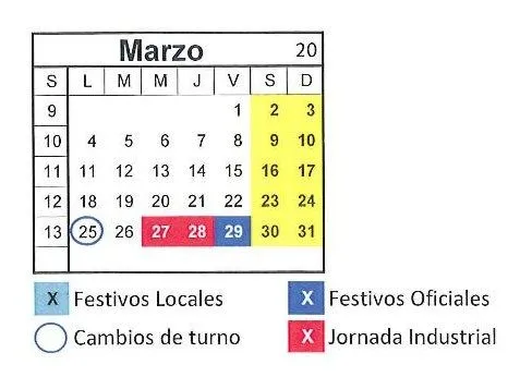 CGT SEAT COMPONENTES (Gearbox): GEARBOX- CALENDARIO MES DE MARZO 2013