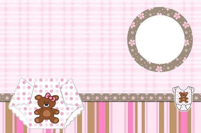 Cha de Fraldas e Nascimento Menina Ursinha Marrom e Rosa - Kit ...