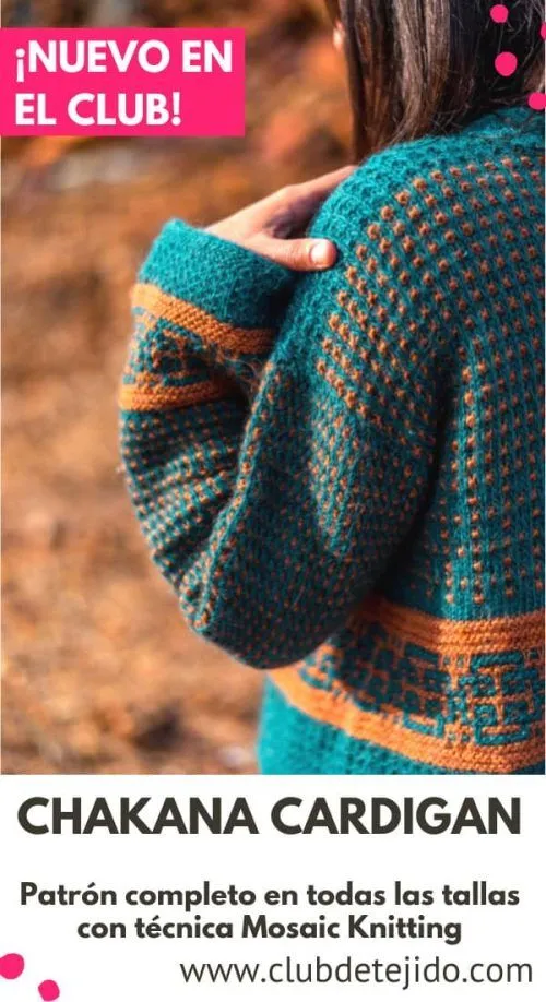 Chakana Cardigan a dos agujas con Mosaic Knitting Patrón completo