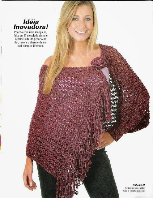 Chal Poncho con cierre en Flor Patron - Patrones Crochet | CROCHET ...