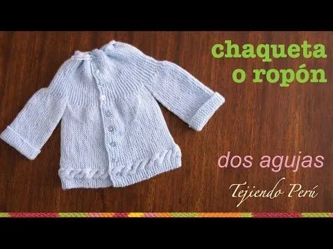 Chaqueta o ropón con trenza tejido en dos agujas o palitos - YouTube