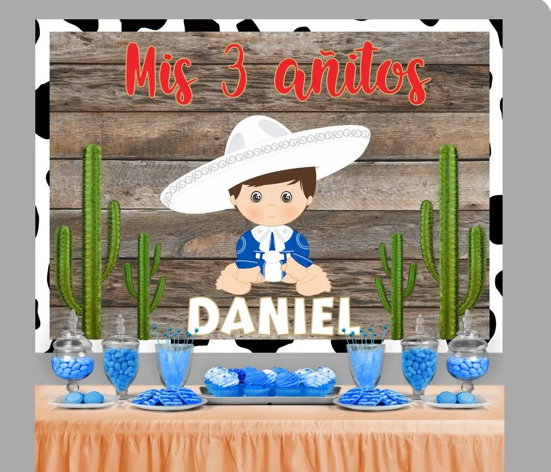 Charro Baptism & Birthday Backdrop personalizado / Azul / Rojo - Etsy México