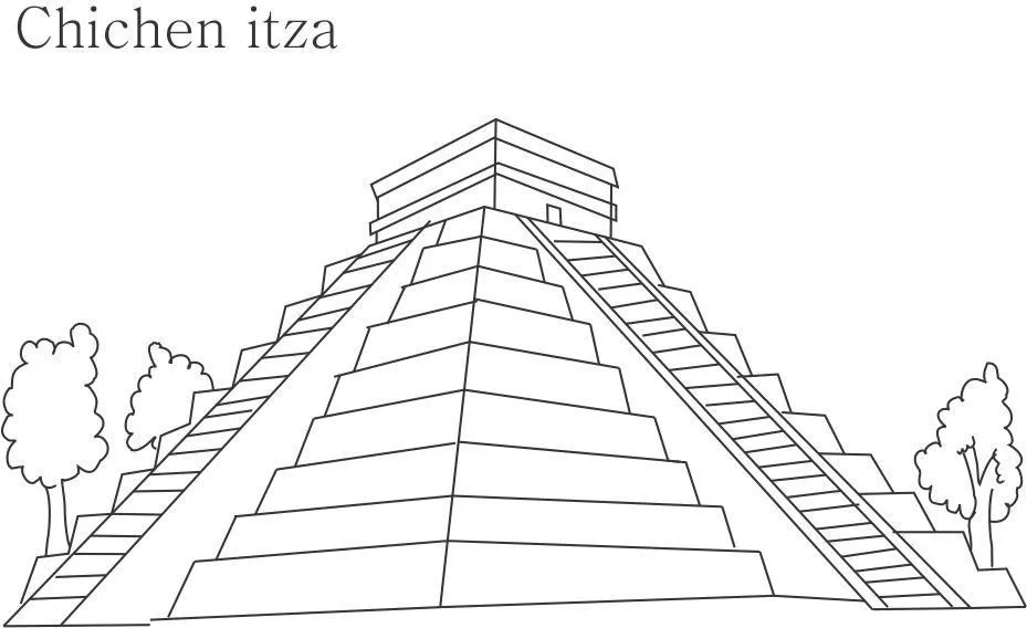 mayan pyramids Colouring Pages