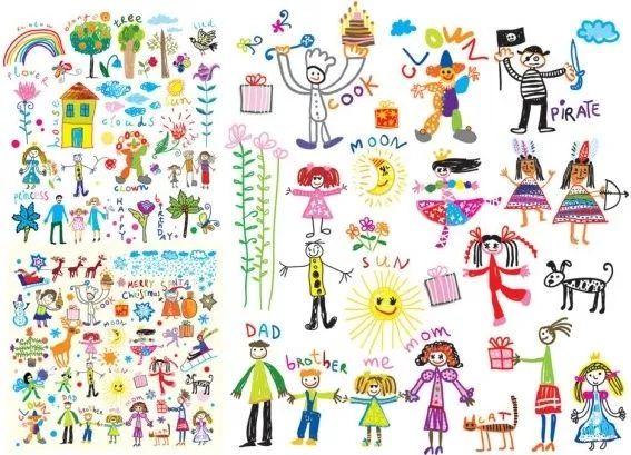 Cheerful children clip art illustrations Vector clip art - Free ...