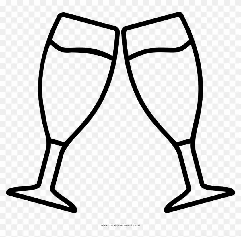 Cheers Coloring Page - Copa De Vino Colorer - Free Transparent PNG Clipart  Images Download