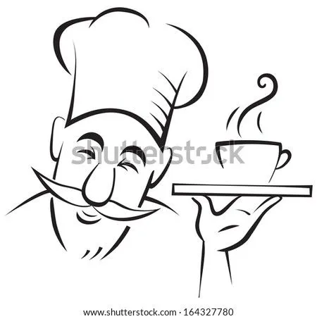 Chef Cook - Outline Illustration - 164327780 : Shutterstock