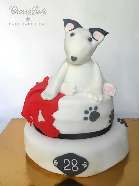 CherryBake: Doggy Bull Terrier Cake. Tarta Cachorro Bull Terrier.