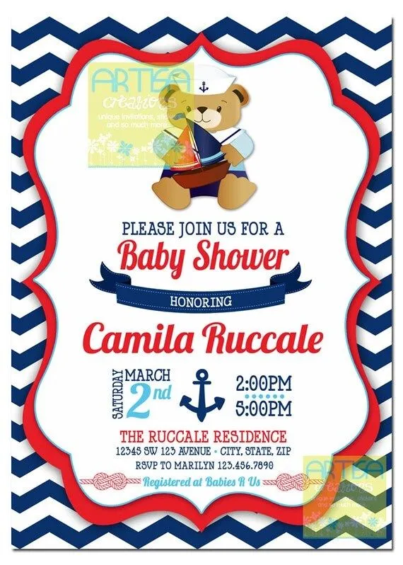 Chevron náutica Marina oso y osito de peluche por artisacreations