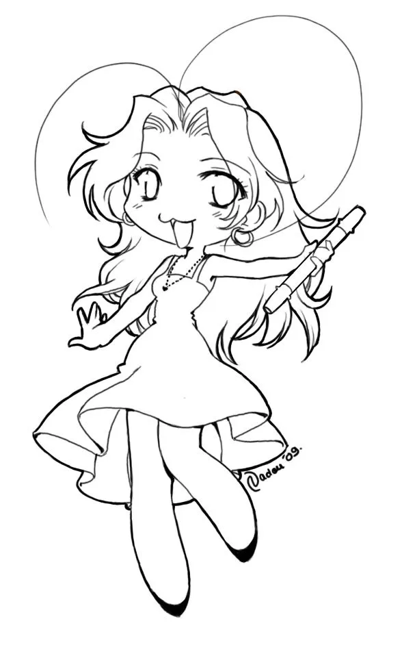 chibi fille Coloriage