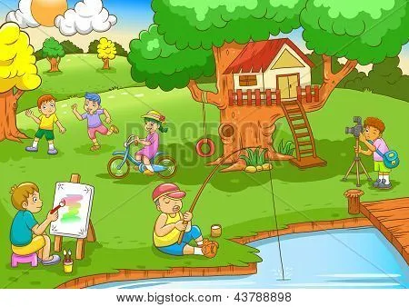 Children Playing Under Tree House Stock Vector & Stock Photos ...