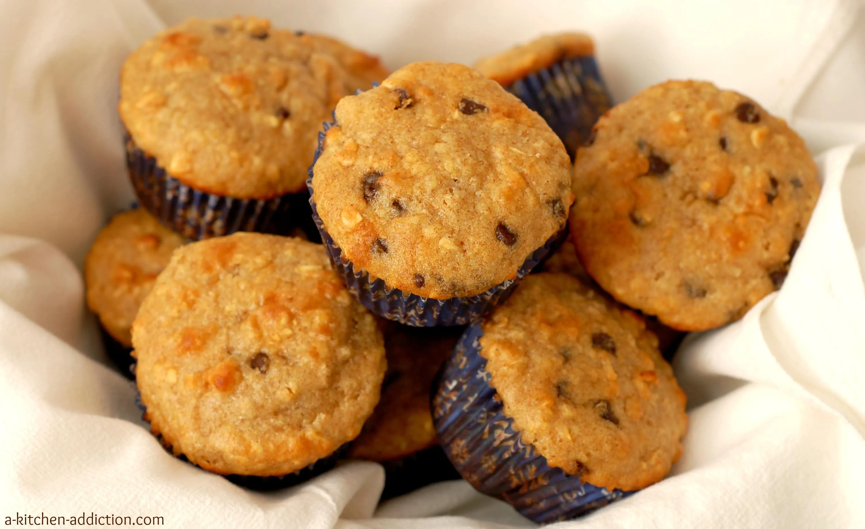 Chocolate Chip Yogurt Oat Muffins - A Kitchen Addiction