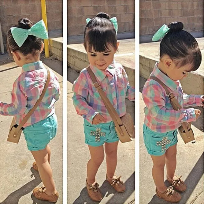 chors azul para niña blusa y moño | moda de niñas y hcicas | Pinterest