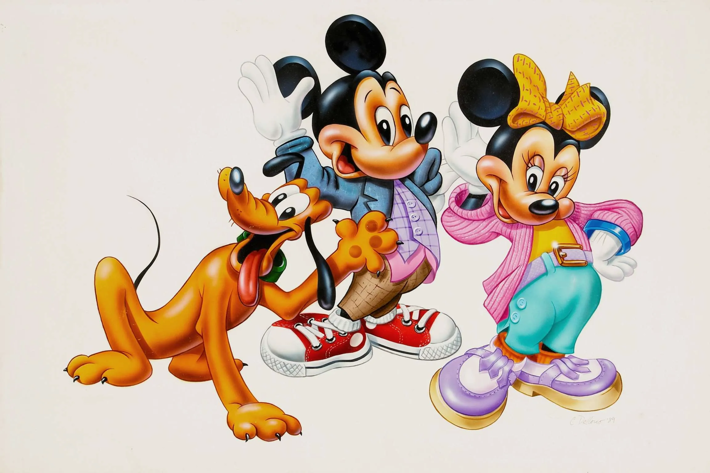 CHRIS DELLORCO -MICKEY, MINNIE & PLUTO ORIG PAINTED ART - Lewis ...