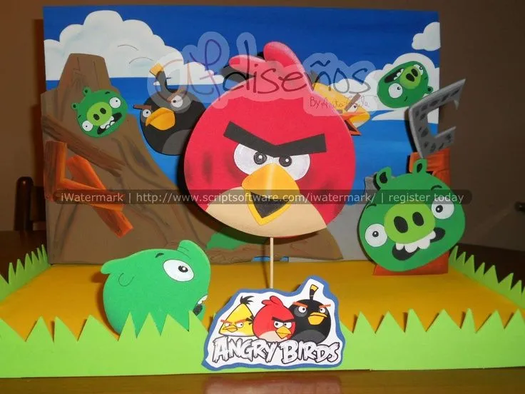 Chupetera tipo escenario Angry Birds | fiestas (chupeteras ...