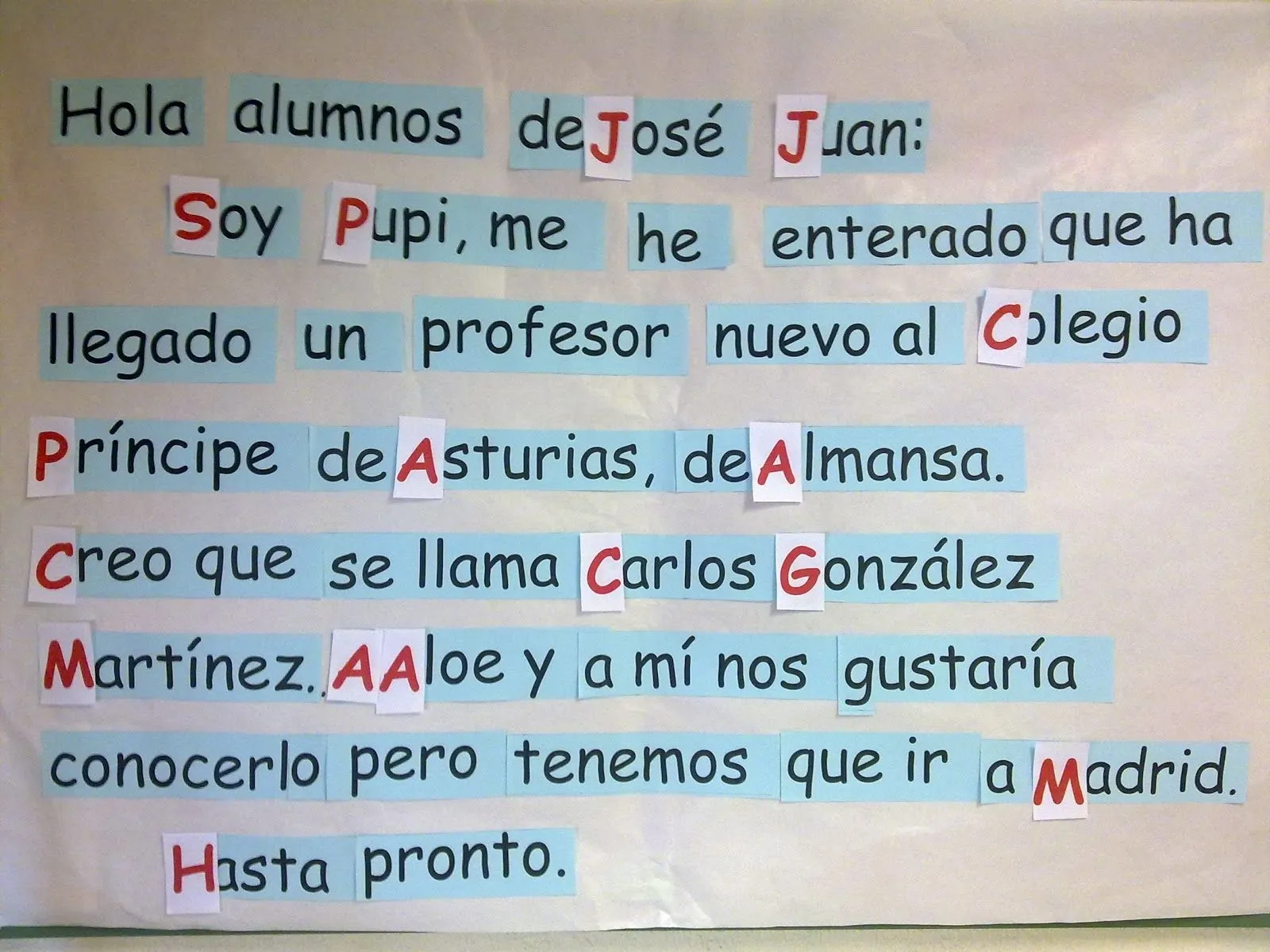 PRIMER CICLO DE PRIMARIA : CARTA DE PUPI