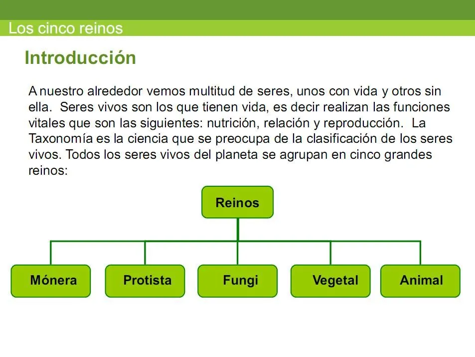 CIENCIA TECNOLOGÍA Y AMBIENTE: LOS CINCO REINOS