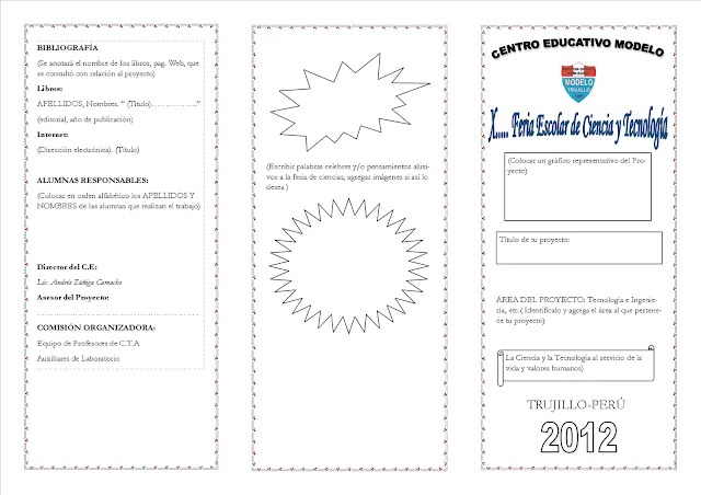 CIENCIA TECNOLOGÍA Y AMBIENTE: TRÍPTICO PARA FERIA DE CIENCIAS ...