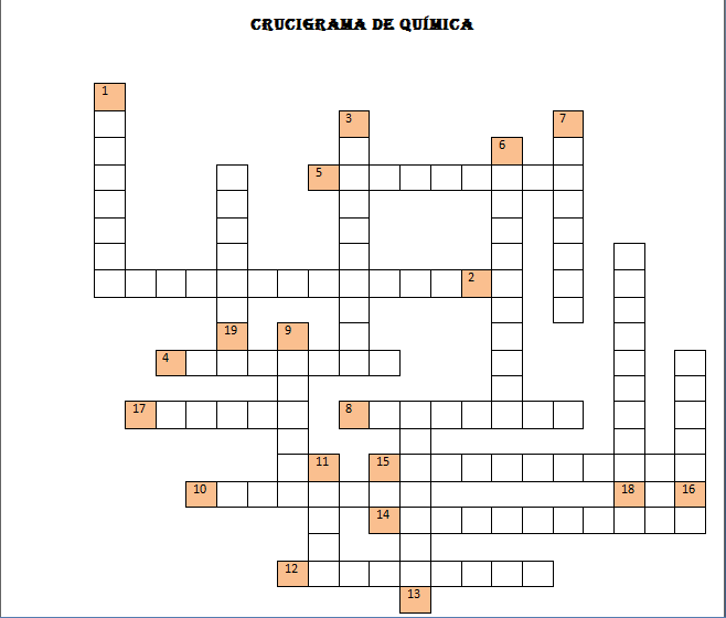 CIENCIAS NATURALES "QUIMICA - FISICA - BIOLOGIA": CRUCIGRAMA QUIMICA