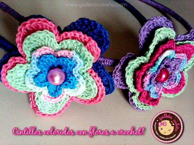 Cintillos a crochet con flores - Imagui