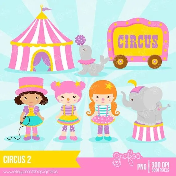 CIRCO 2 Digital Clipart Circo Clipart Payasos Clipart / por grafos