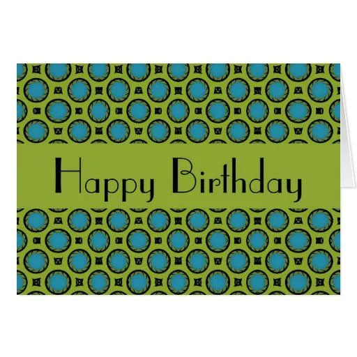 Círculos del verde de la turquesa del feliz cumple tarjetas | Zazzle