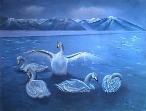 Cisnes en paisaje azul Sandra Mylena Fonseca Solano - Artelista ...