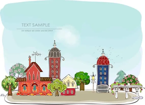 Ciudades y casas dibujadas en formato vector | Kabytes