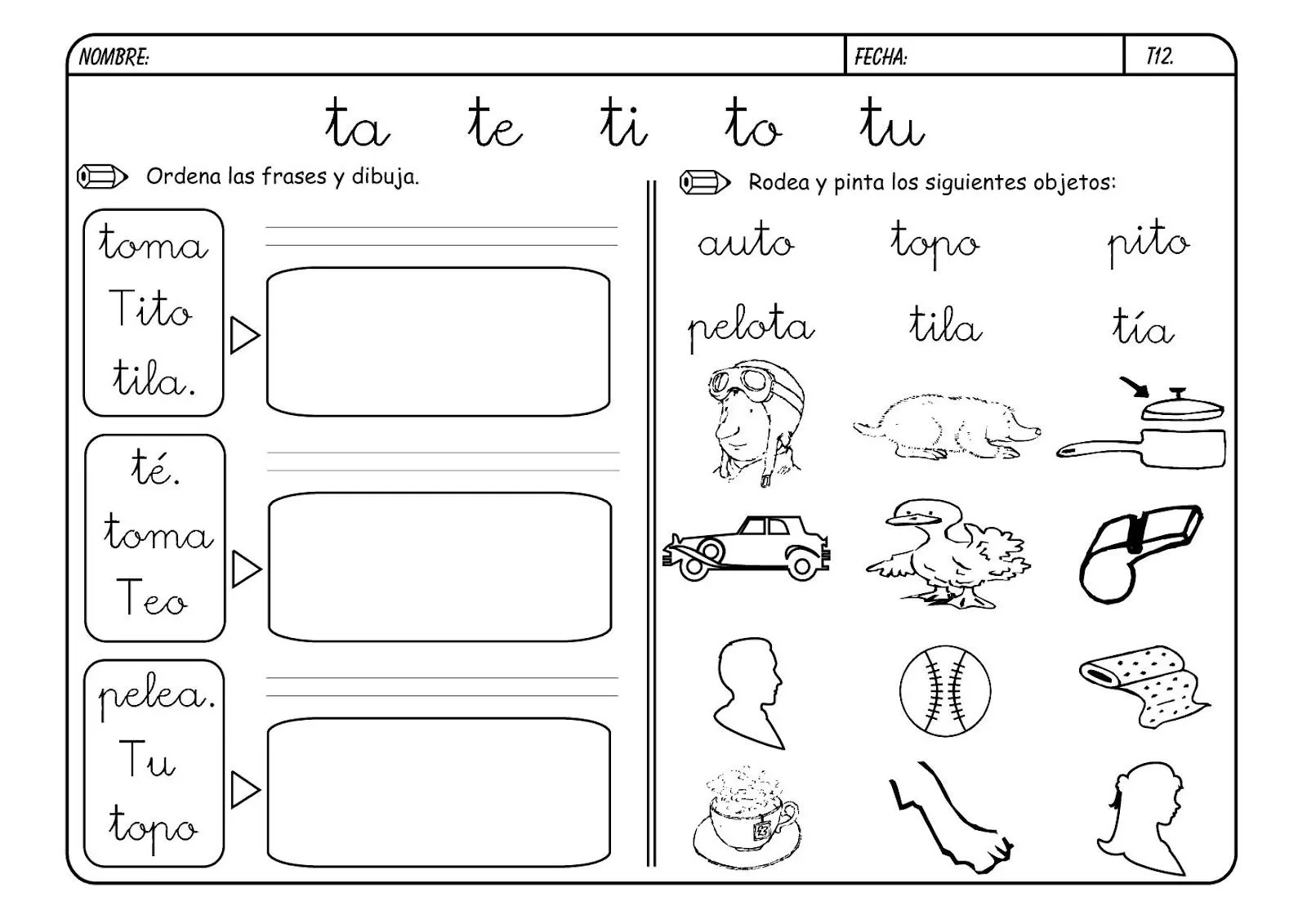 La clase de 4 años B: Refuerzo de la letra T