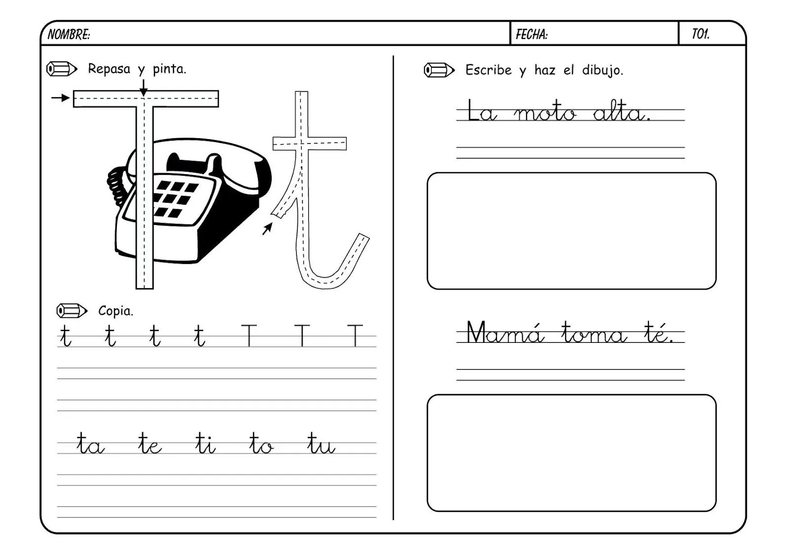 La clase de 4 años B: Refuerzo de la letra T